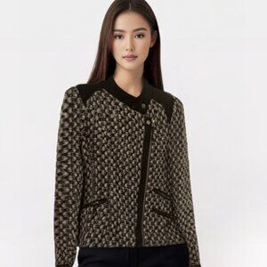 “Retro Revival | DEPT Geometric Tweed Zip Jacket Dutch design Y2K  Size Large